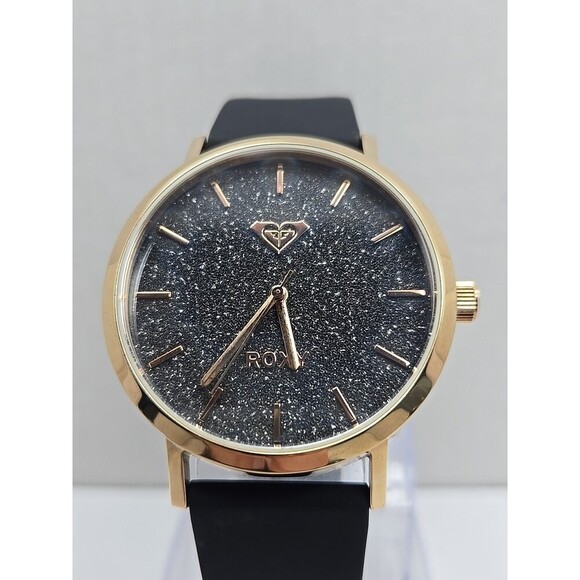 Roxy The Royal Womens Quartz Watch Black Glitter Dial Rose Gold Tone New Battery main image 6